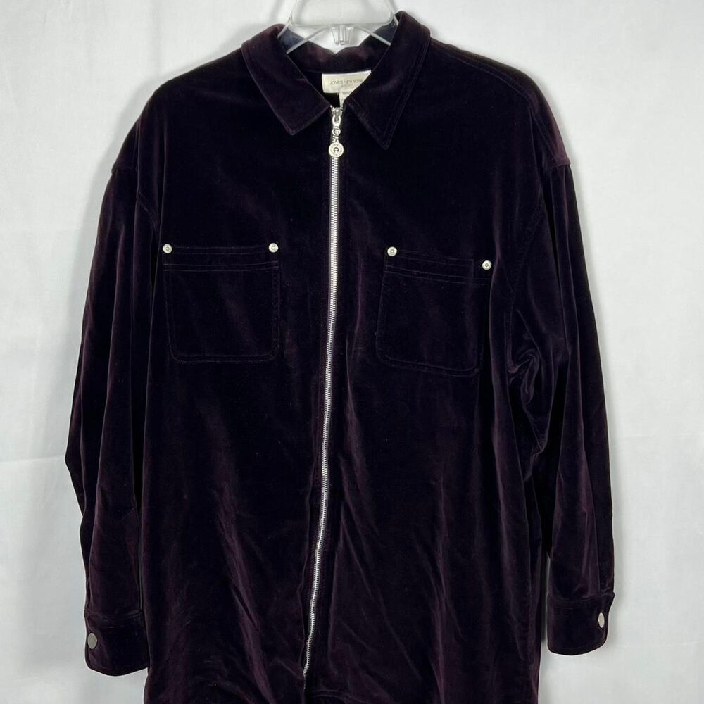 Jones New York Sport Vintage Purple‎ Velvet Overshirt Jacket XL 1X